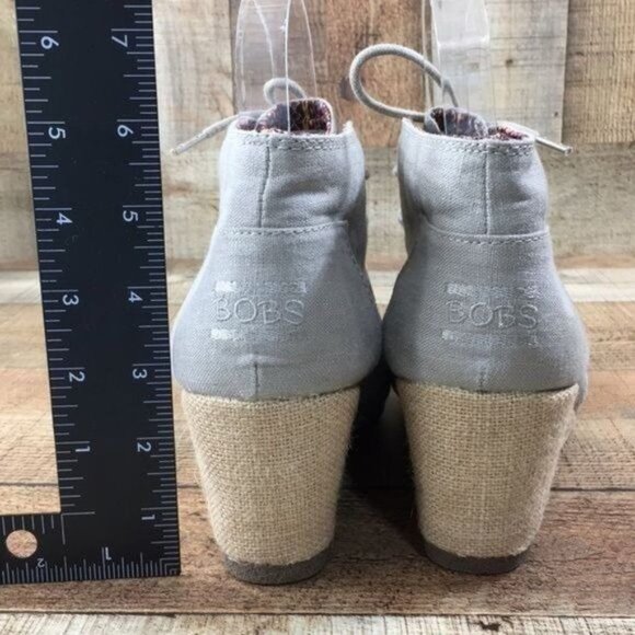 Bobs‎ Skechers Gray Wedge Ankle Booties Lace Up - Picture 6 of 11
